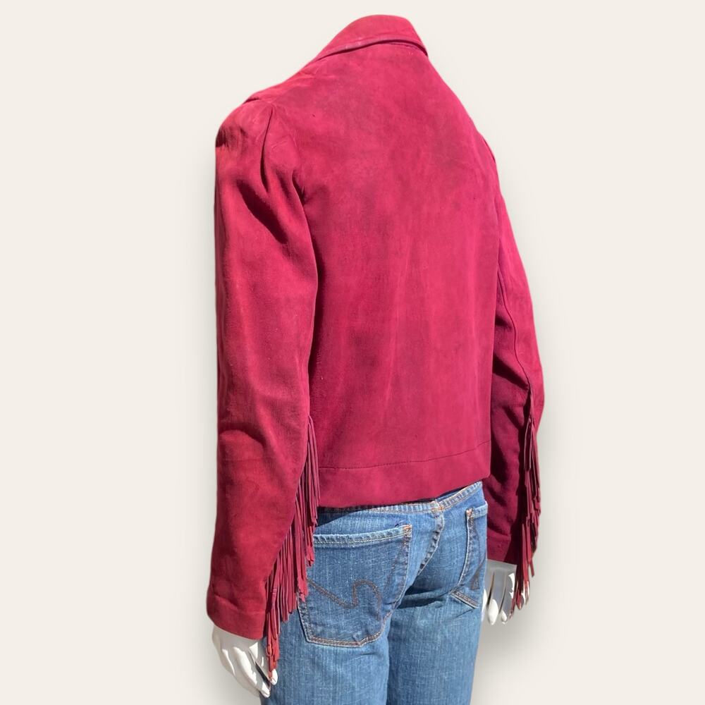 Vintage Burgundy suede cropped jacket ladies medium - Picture 6 of 16
